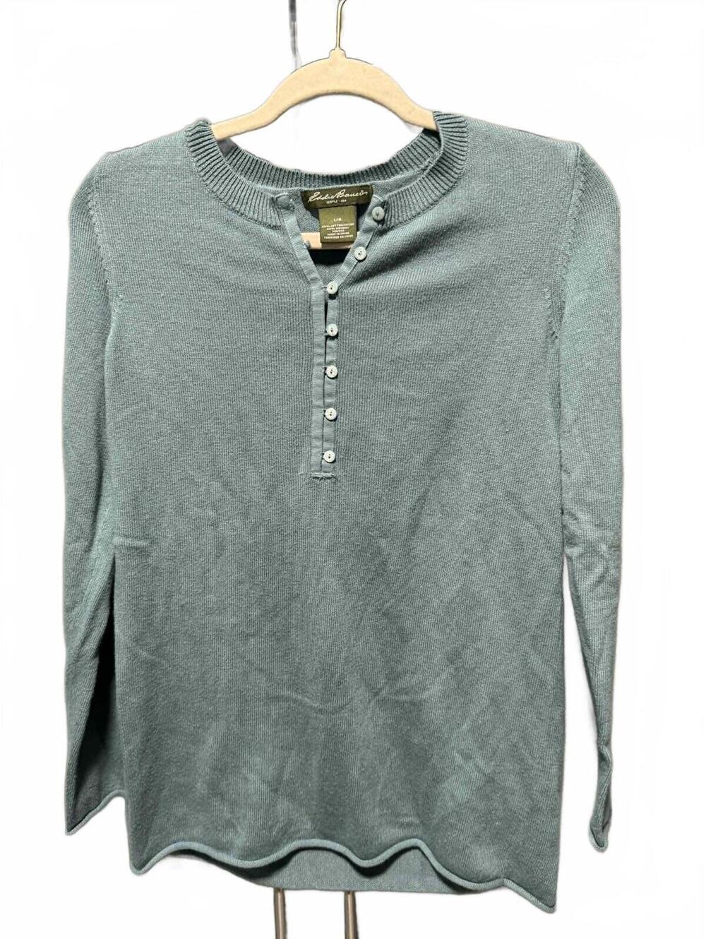 Eddie Bauer Long Sleeve Button Henley Shirt Large